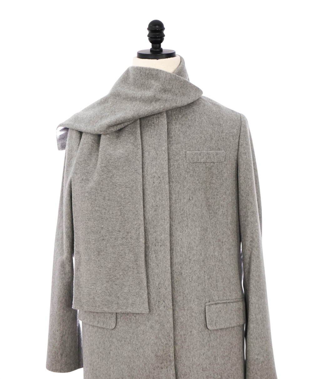 $1,195 ELEVENTY - Gray Scarf Neck Wool Coat - 8 US